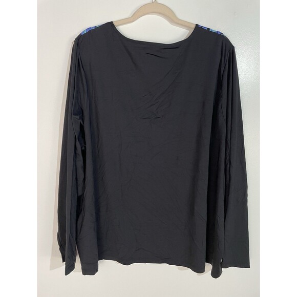 Lands End Swim Top Womens 3X Black Floral UPF50 Rash Guard Beach Resort Cruise - Picture 7 of 10